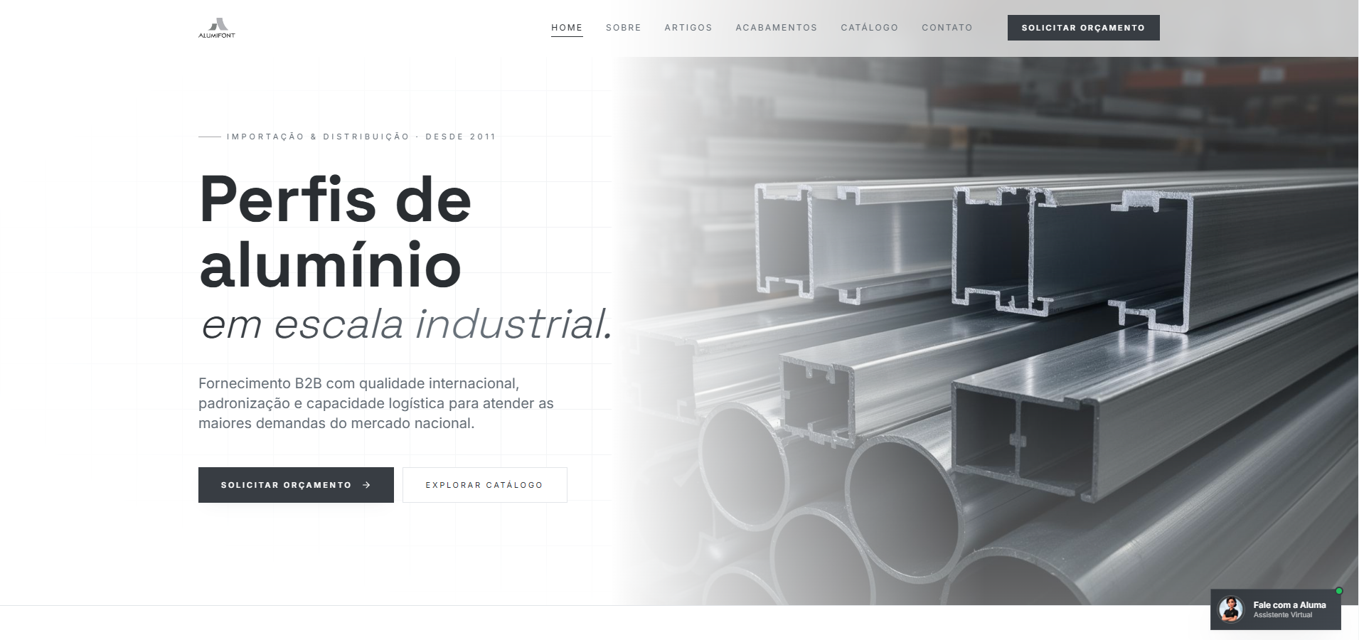 Homepage of the Alumifont website